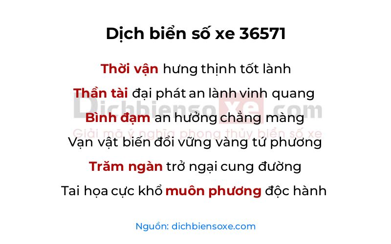 Dịch thơ biển số 36571