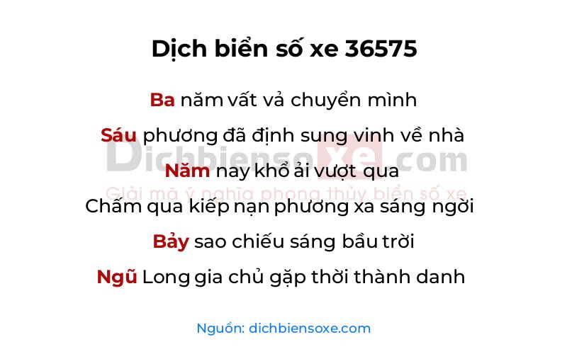 Dịch thơ biển số 36575