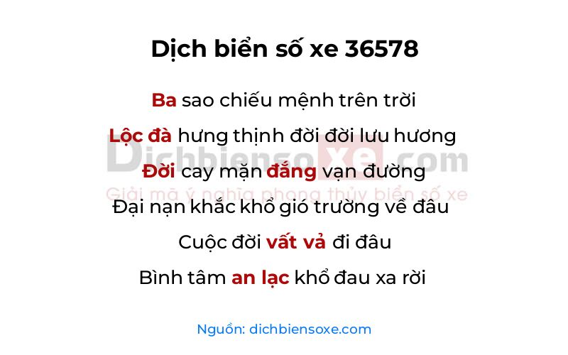 Dịch thơ biển số 36578