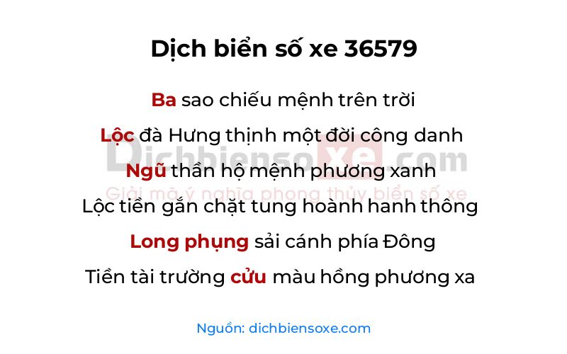 Dịch thơ biển số 36579