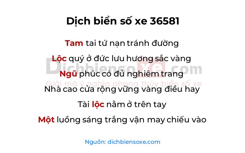 Dịch thơ biển số 36581