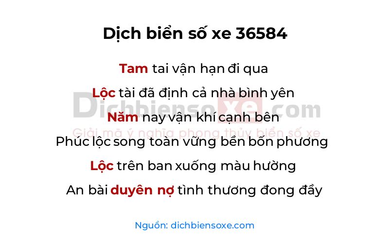 Dịch thơ biển số 36584