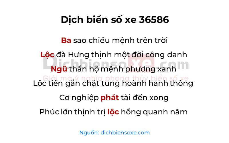 Dịch thơ biển số 36586