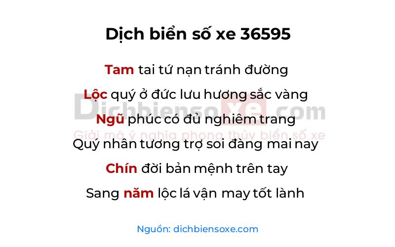 Dịch thơ biển số 36595