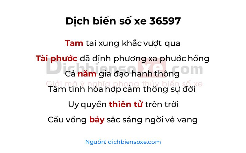 Dịch thơ biển số 36597