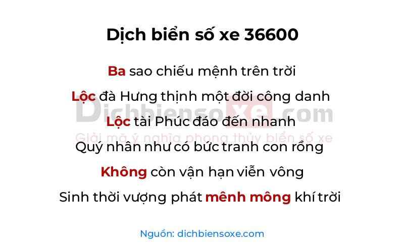 Dịch thơ biển số 36600