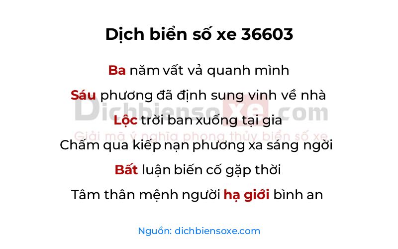 Dịch thơ biển số 36603