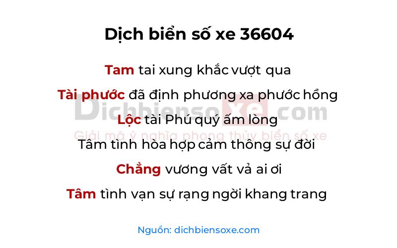 Dịch thơ biển số 36604