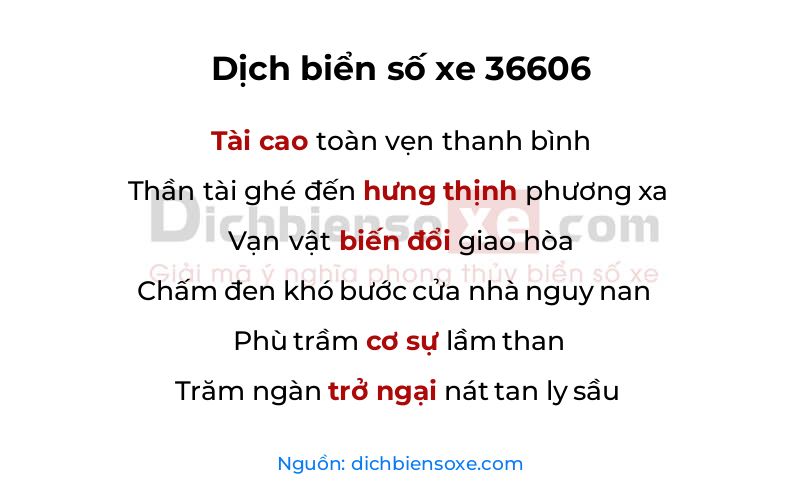 Dịch thơ biển số 36606