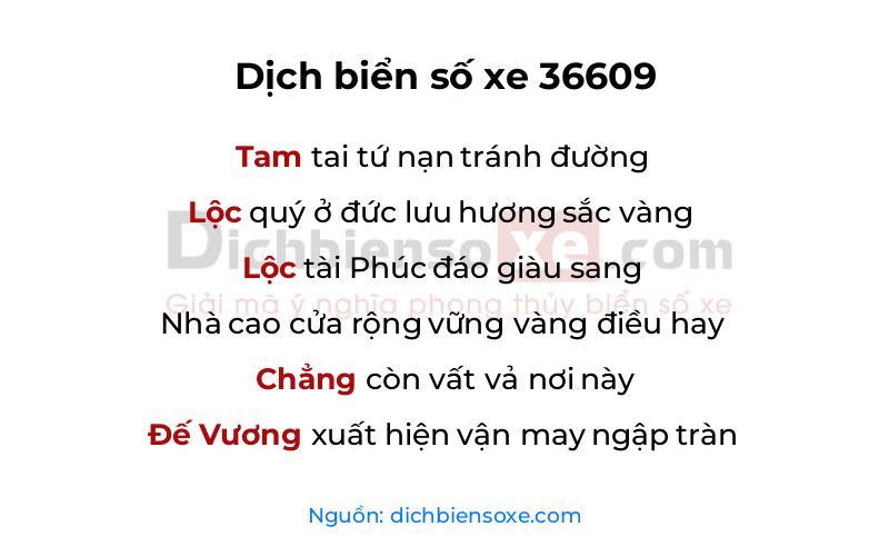 Dịch thơ biển số 36609