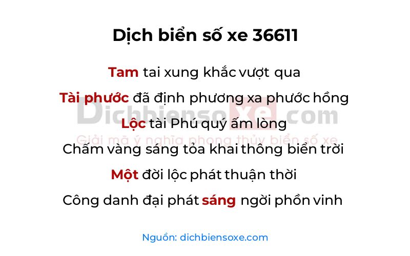 Dịch thơ biển số 36611