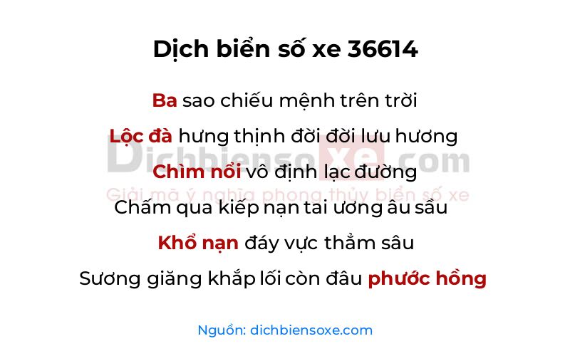 Dịch thơ biển số 36614
