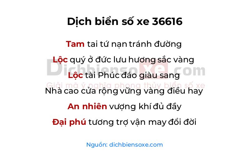 Dịch thơ biển số 36616
