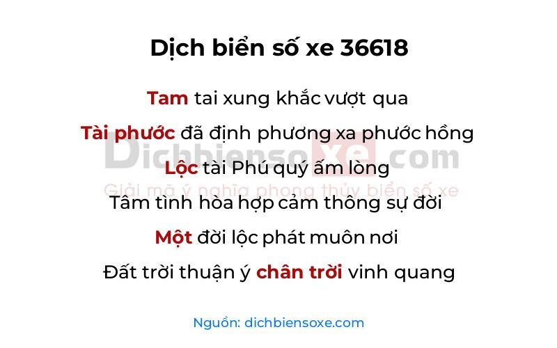 Dịch thơ biển số 36618