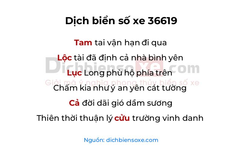 Dịch thơ biển số 36619