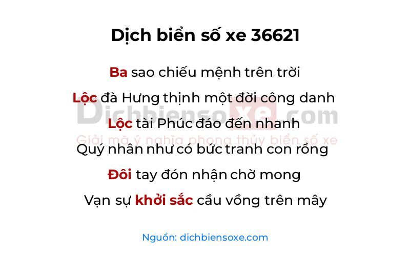 Dịch thơ biển số 36621