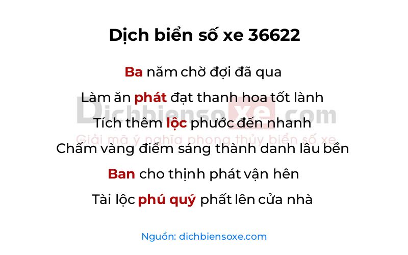Dịch thơ biển số 36622