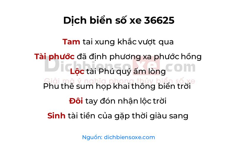 Dịch thơ biển số 36625