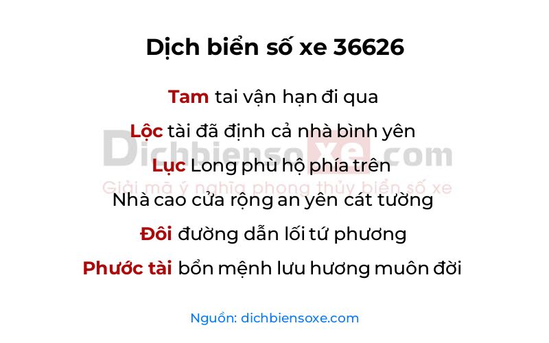 Dịch thơ biển số 36626