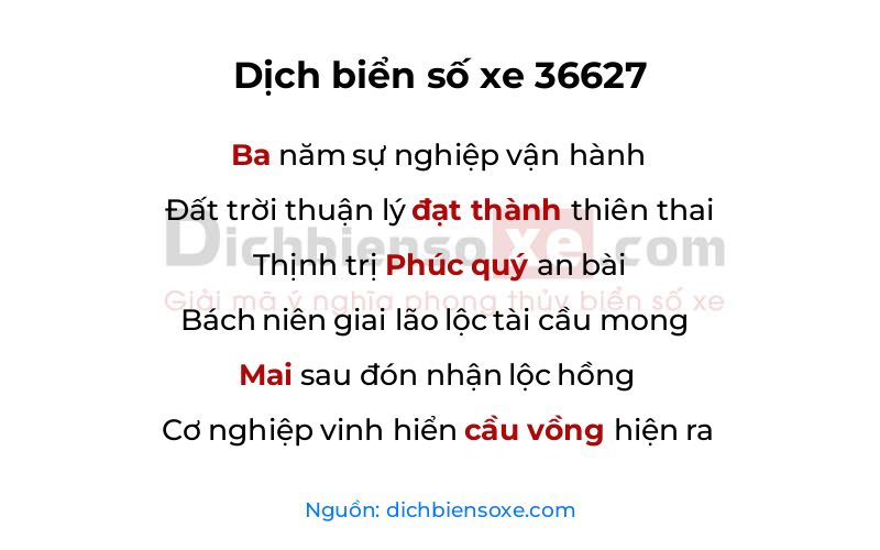 Dịch thơ biển số 36627