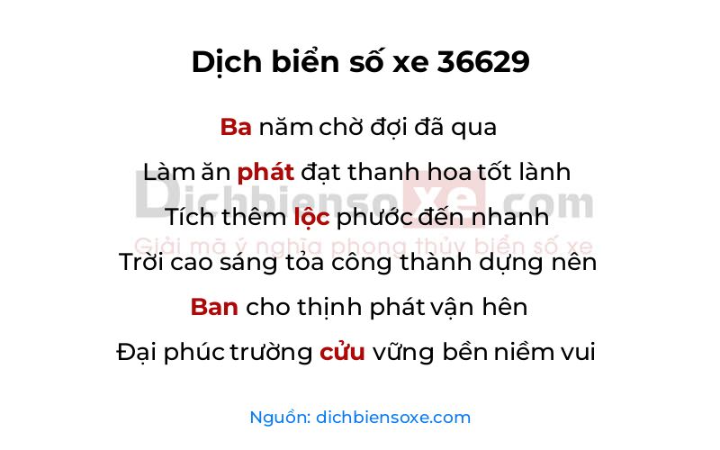 Dịch thơ biển số 36629