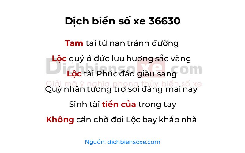 Dịch thơ biển số 36630