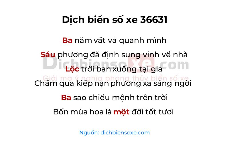 Dịch thơ biển số 36631