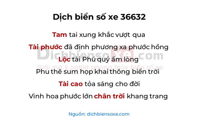 Dịch thơ biển số 36632