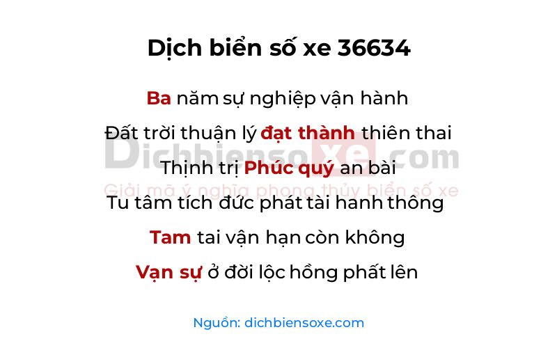 Dịch thơ biển số 36634
