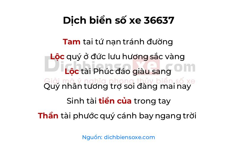 Dịch thơ biển số 36637