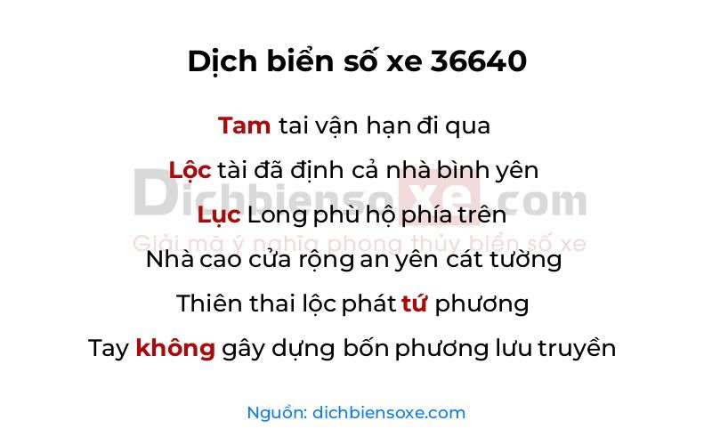 Dịch thơ biển số 36640