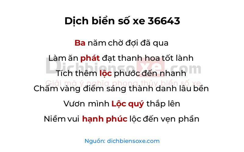 Dịch thơ biển số 36643