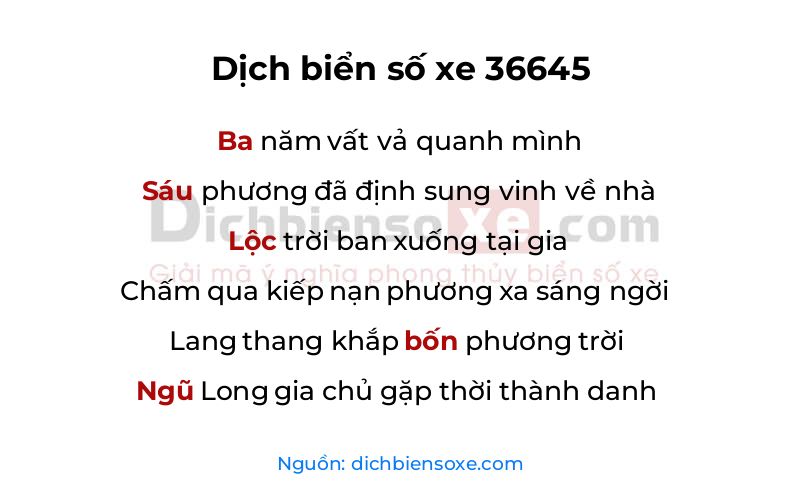 Dịch thơ biển số 36645