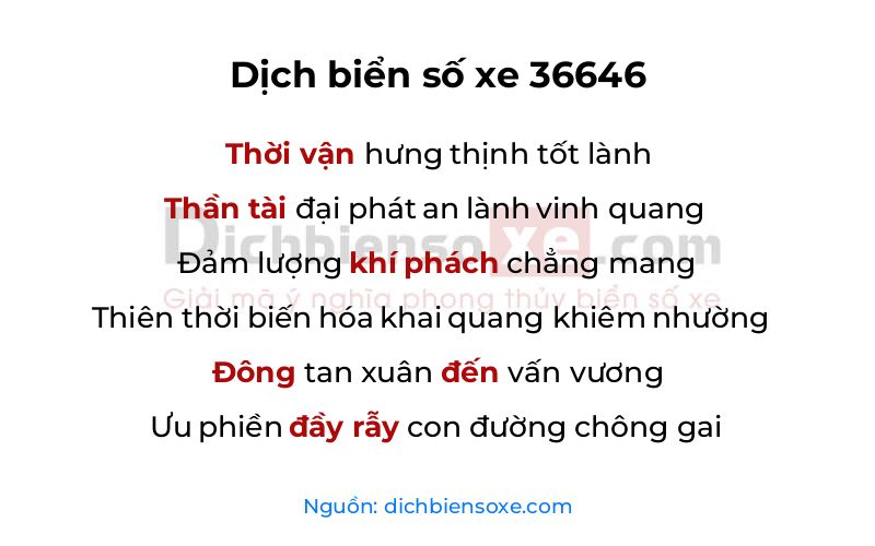 Dịch thơ biển số 36646