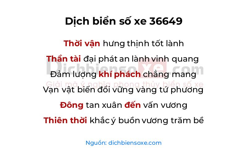 Dịch thơ biển số 36649