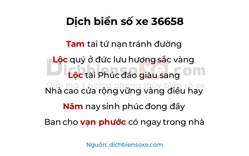 Dịch thơ biển số 36658