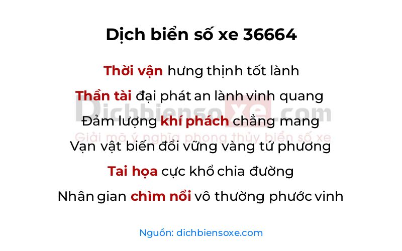 Dịch thơ biển số 36664