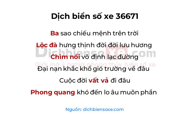 Dịch thơ biển số 36671
