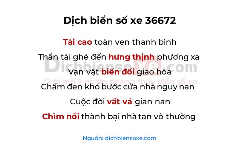 Dịch thơ biển số 36672