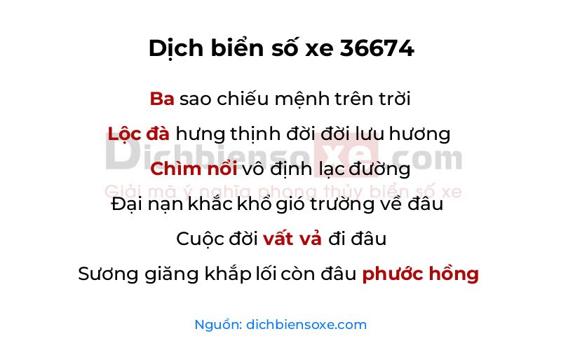 Dịch thơ biển số 36674