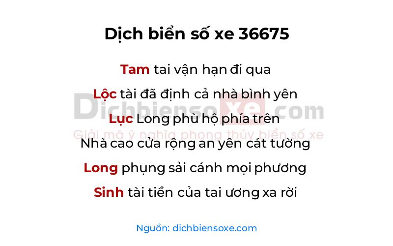 Dịch thơ biển số 36675