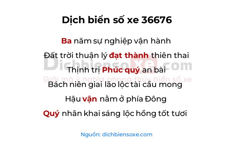 Dịch thơ biển số 36676