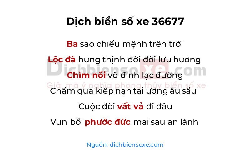 Dịch thơ biển số 36677