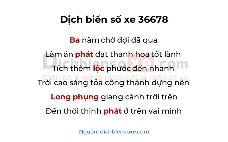 Dịch thơ biển số 36678
