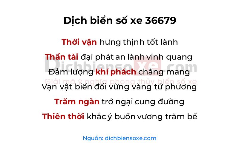 Dịch thơ biển số 36679