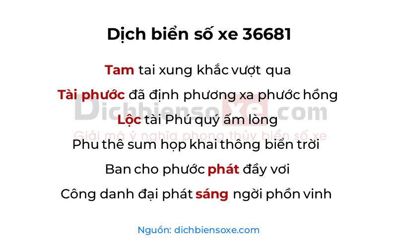 Dịch thơ biển số 36681