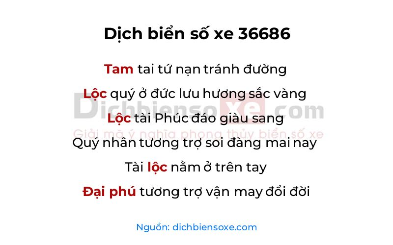 Dịch thơ biển số 36686