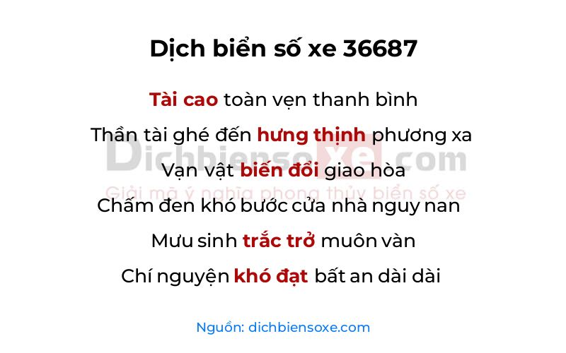Dịch thơ biển số 36687
