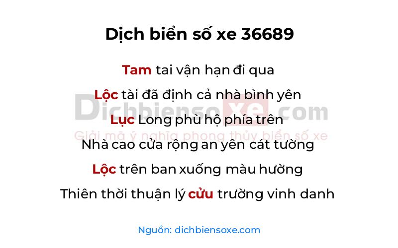 Dịch thơ biển số 36689