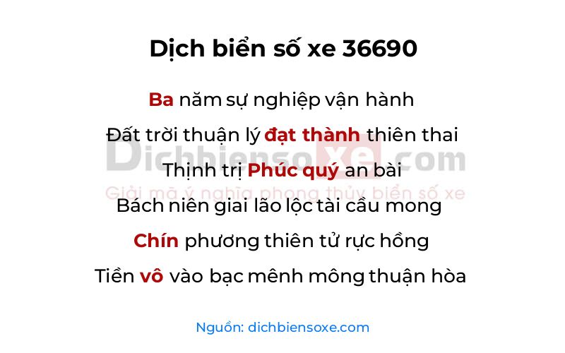 Dịch thơ biển số 36690